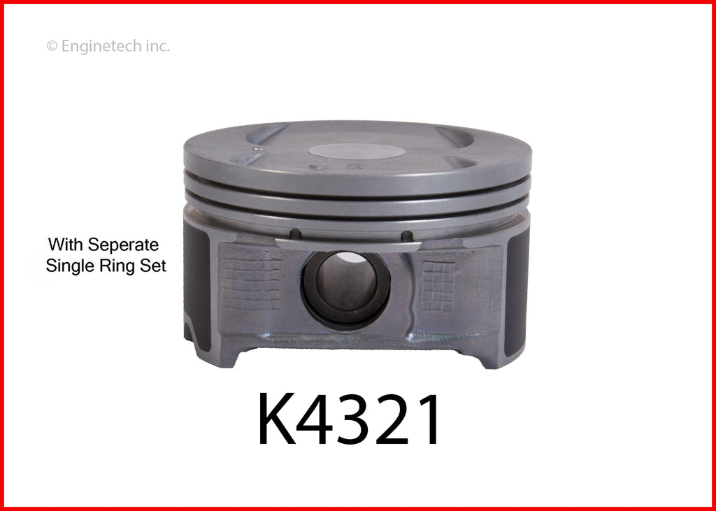 Enginetech K4321(6)PSTD Engine Piston Kit with Separate Full Ring Stack for Honda Accord and Ridgeline (2012-2017)