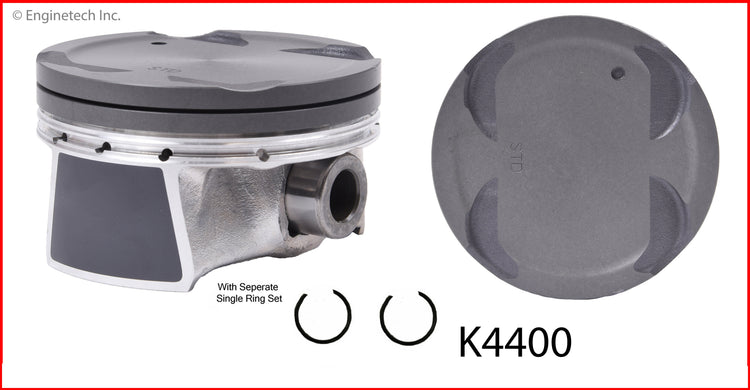 Enginetech K4400(4)PSTD Engine Piston Kit with Full Ring Stack for Hyundai and Kia Models