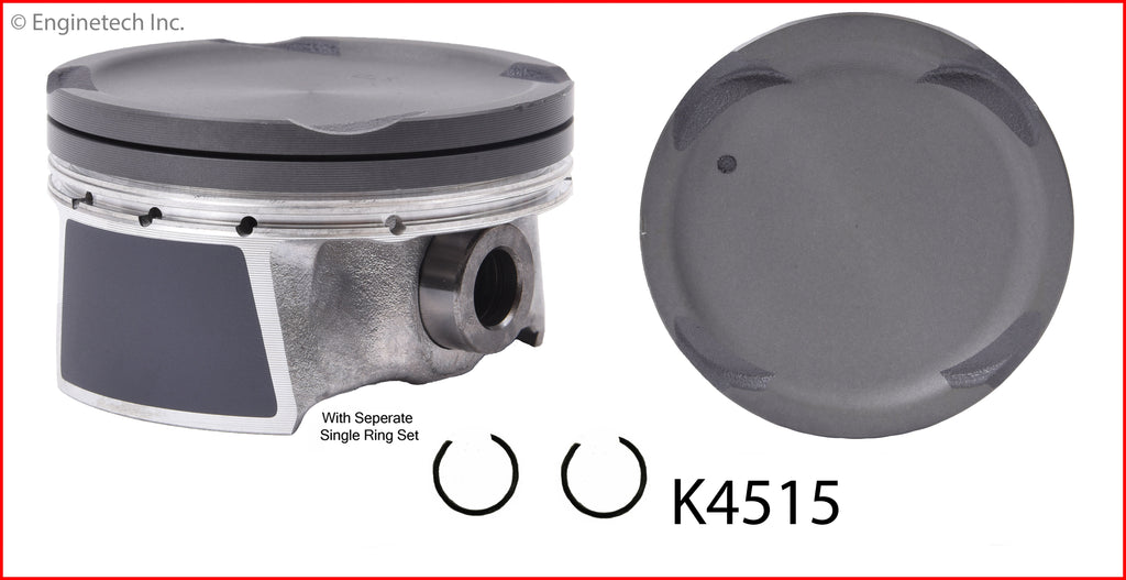 Enginetech K4515(4)PSTD Engine Piston Kit with Separate Full Ring Stack for Kia Soul 2012-2013