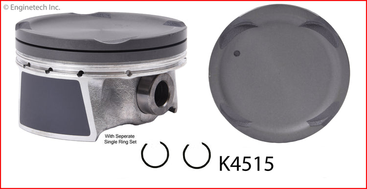 Enginetech K4515(4)PSTD Engine Piston Kit with Separate Full Ring Stack for Kia Soul 2012-2013