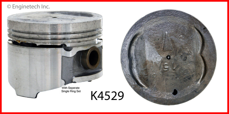 Enginetech K4529(4)P.50 Engine Piston Kit with Separate Full Ring Stack for Hyundai, Dodge, Plymouth, and Mitsubishi Models