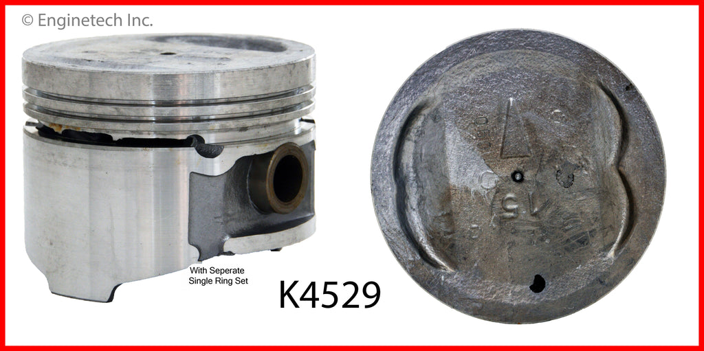 Enginetech K4529(4)PSTD Engine Piston Kit with Separate Full Ring Stack for Hyundai, Dodge, Plymouth, and Mitsubishi Models