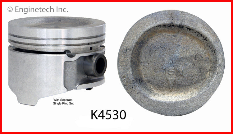 Enginetech K4530(4)PSTD Engine Piston Kit with Separate Full Ring Stack for Hyundai, Dodge, and Mitsubishi Engines