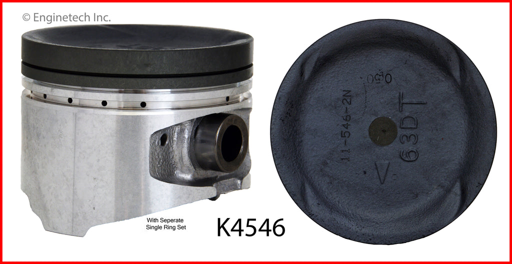 Enginetech K4546(4)PSTD Engine Piston Kit with Separate Full Ring Stack for Mitsubishi and Plymouth Models