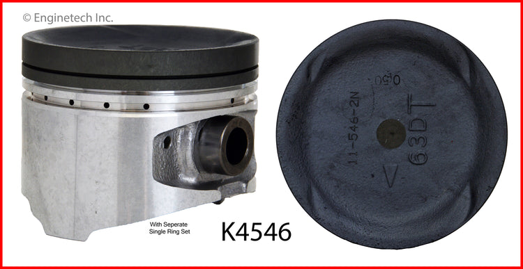 Enginetech K4546(4)P.50 Engine Piston Kit with Separate Full Ring Stack for Mitsubishi and Plymouth Models