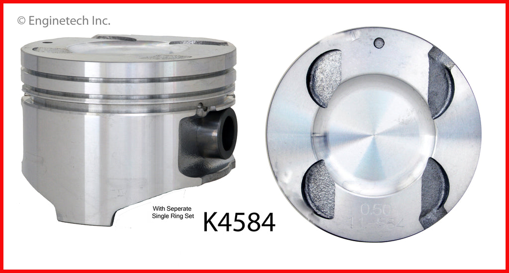 Enginetech K4584(4)PSTD Engine Piston Kit with Separate Full Ring Stack for Mazda Protege