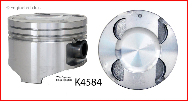 Enginetech K4584(4)P.50 Engine Piston Kit with Full Ring Stack for Mazda Protege