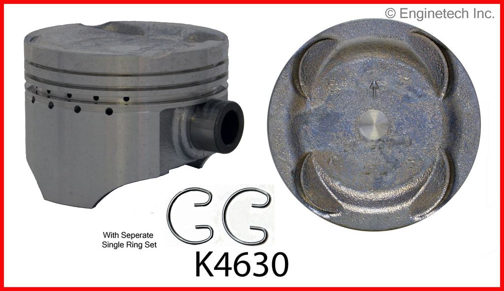 Enginetech K4630(4)P.50 Engine Piston Kit with Full Ring Stack for Suzuki and Chevrolet Vehicles