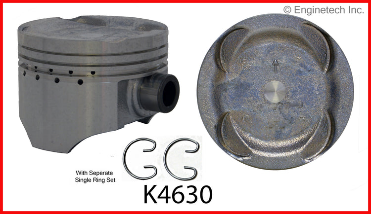 Enginetech K4630(4)P.50 Engine Piston Kit with Full Ring Stack for Suzuki and Chevrolet Vehicles