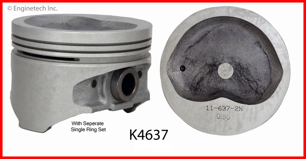 Enginetech K4637(4)PSTD Engine Piston Kit with Full Ring Stack for Toyota Vans