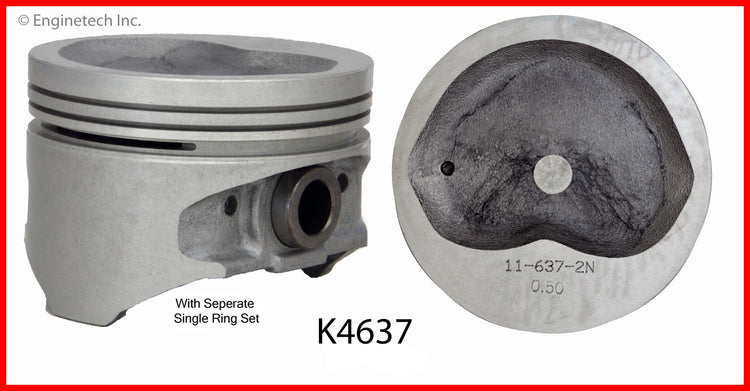Enginetech K4637(4)PSTD Engine Piston Kit with Full Ring Stack for Toyota Vans