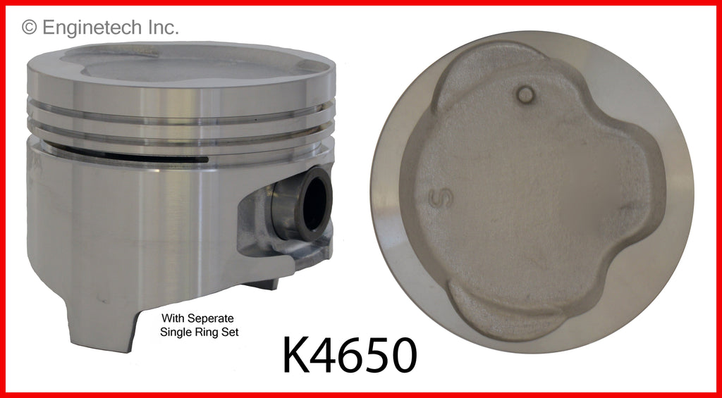 Enginetech K4650(4)P.50 Engine Piston Kit with Full Ring Stack for Toyota Tercel 1987-1994