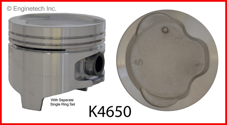 Enginetech K4650(4)P.50 Engine Piston Kit with Full Ring Stack for Toyota Tercel 1987-1994