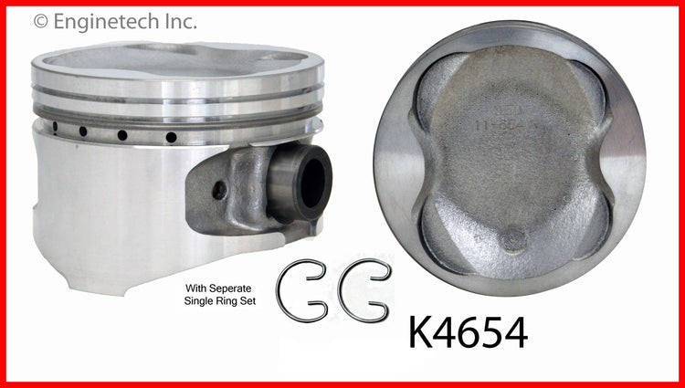 Enginetech K4654(4)PSTD Engine Piston Kit with Separate Full Ring Stack for Toyota Camry and Celica
