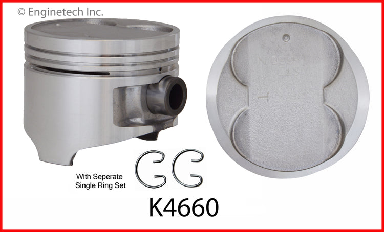 Enginetech K4660(4)PSTD Engine Piston Kit with Separate Full Ring Stack for Geo Prizm & Toyota Corolla