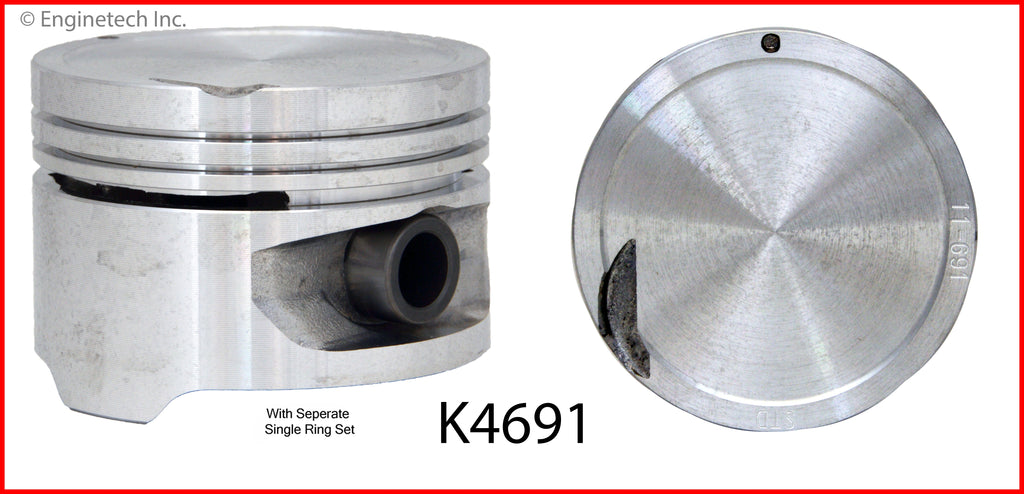 Enginetech K4691(4)P.50 Engine Piston Kit with Separate Full Ring Stack for Hyundai Models