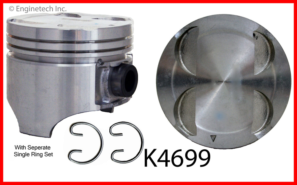 Enginetech K4699(4)PSTD Engine Piston Kit with Full Ring Stack for Kia Sportage (1995-2002)