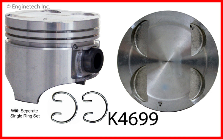 Enginetech K4699(4)PSTD Engine Piston Kit with Full Ring Stack for Kia Sportage (1995-2002)
