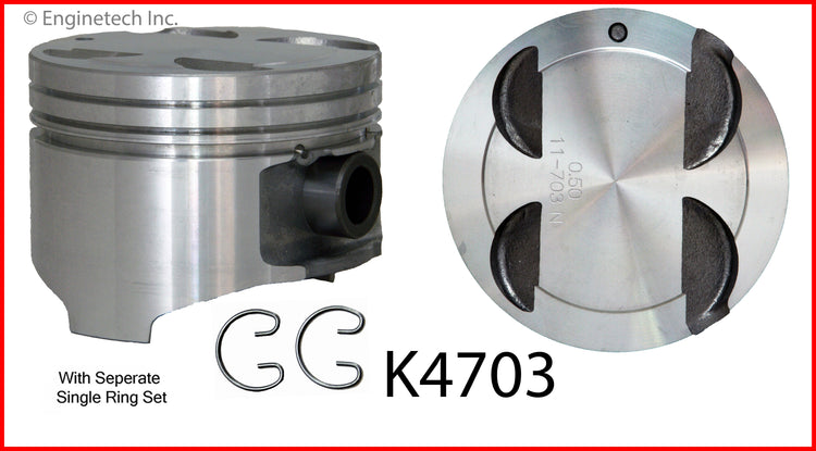 Enginetech K4703(4)P.50 Engine Piston Kit with Separate Full Ring Stack for Mazda Protege and Ford Escort