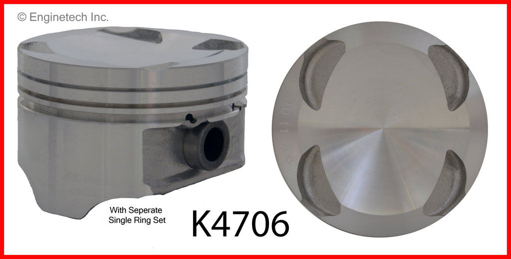 Enginetech K4706(4)PSTD Engine Piston Kit with Separate Full Ring Stack for Mazda 626 (1993-2002)