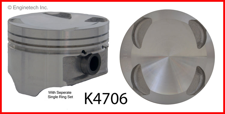 Enginetech K4706(4)P.75 Engine Piston Kit with Separate Full Ring Stack for Mazda 626 (1993-2002)