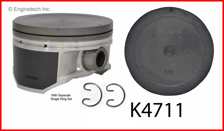 Enginetech K4711(6)P.50 Engine Piston Kit with Separate Full Ring Stack for Infiniti and Nissan Maxima