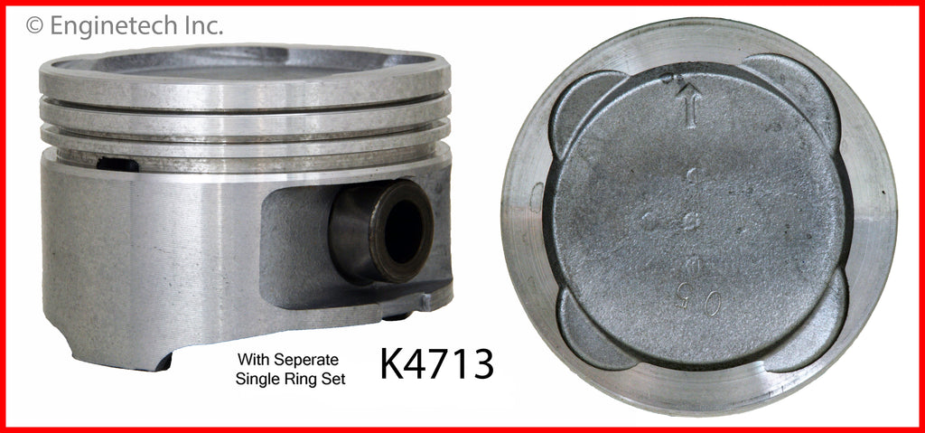 Enginetech K4713(4)P.50 Engine Piston Kit with Separate Full Ring Stack for Toyota Cars