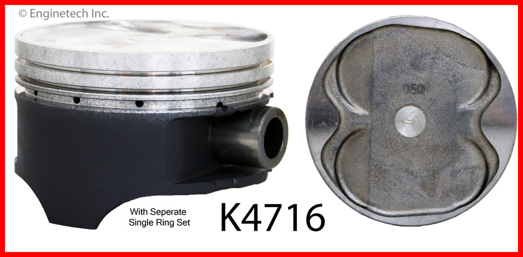 Enginetech K4716(6)PSTD Engine Piston Kit with Separate Full Ring Stack for Mazda 626 and Ford Probe