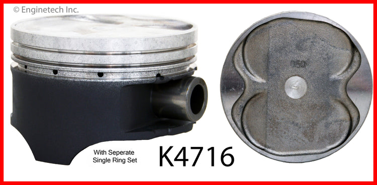 Enginetech K4716(6)P.50 Engine Piston Kit with Separate Full Ring Stack for Mazda 626 and Ford Probe