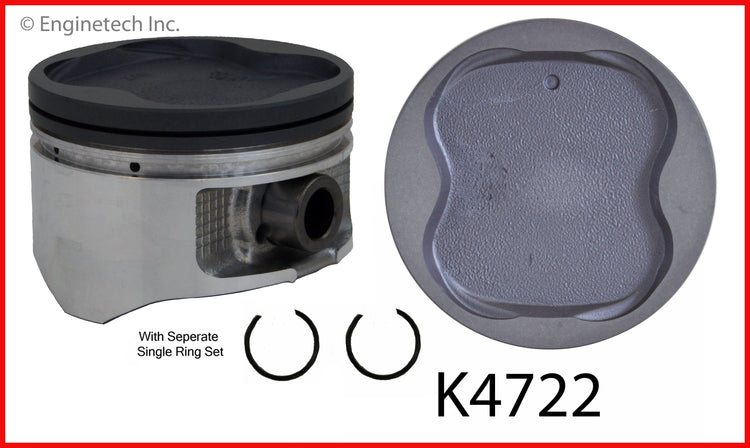 Enginetech K4722(6)P.50 Engine Piston Kit with Separate Full Ring Stack for Toyota Trucks and SUVs