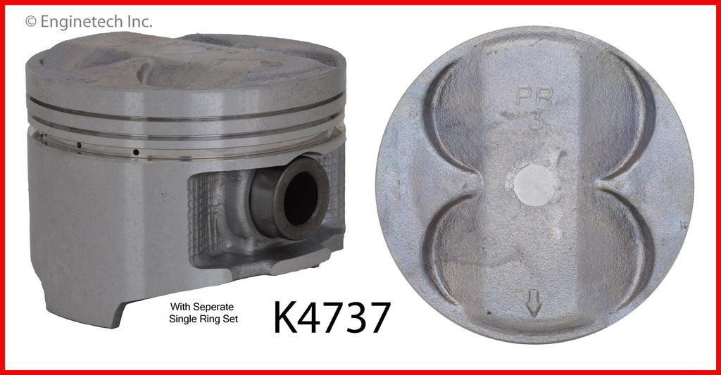 Enginetech K4737(4)PSTD Engine Piston Kit with Separate Full Ring Stack