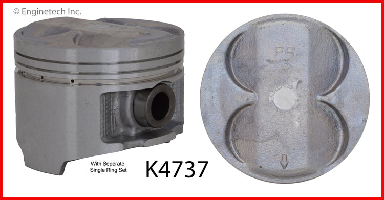 Enginetech K4737(4)PSTD Engine Piston Kit with Separate Full Ring Stack