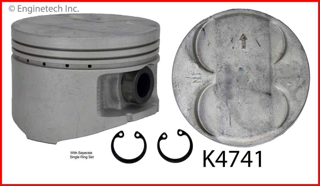 Enginetech K4741(4)PSTD Engine Piston Kit with Separate Full Ring Stack for Honda Prelude
