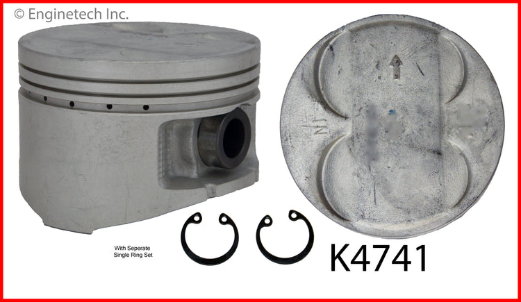 Enginetech K4741(4)PSTD Engine Piston Kit with Separate Full Ring Stack for Honda Prelude