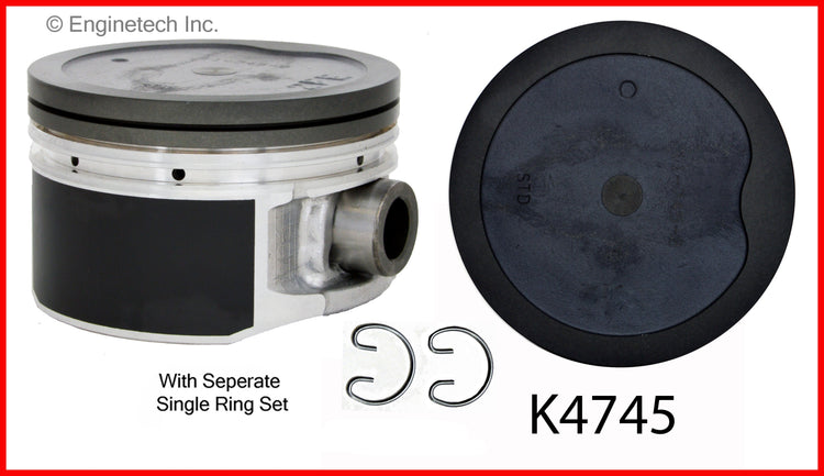 Enginetech K4745(4)PSTD Engine Piston Kit with Full Ring Stack for Toyota Tacoma