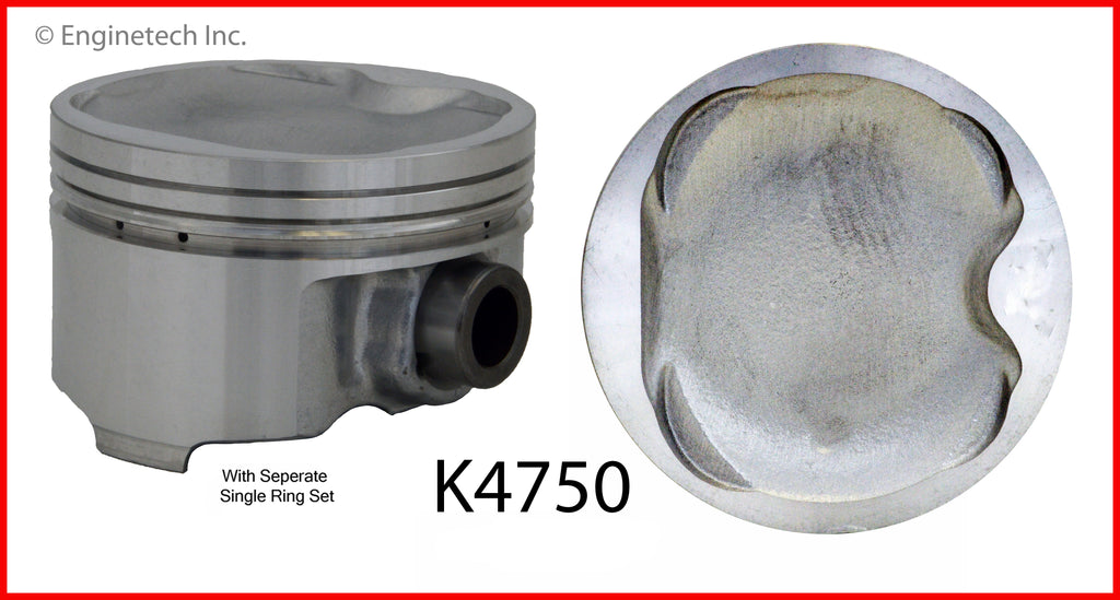 Enginetech K4750(4)P.50 Engine Piston Kit with Full Ring Stack for Toyota Camry and Celica