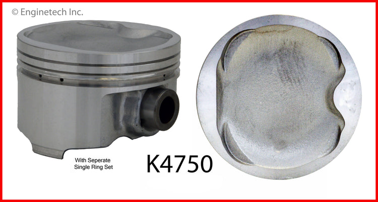 Enginetech K4750(4)PSTD Engine Piston Kit with Full Ring Stack for Toyota Camry and Celica