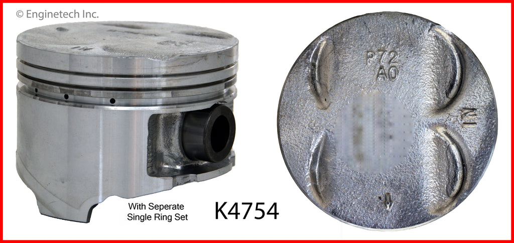 Enginetech K4754(4)PSTD Engine Piston Kit with Full Ring Stack for Acura Integra 1994-2001