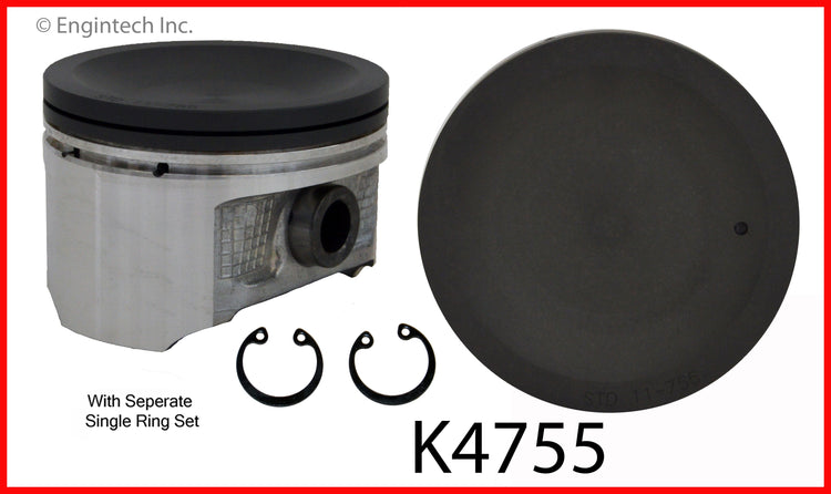 Enginetech K4755(4)P.50 Engine Piston Kit with Separate Full Ring Stack for Nissan