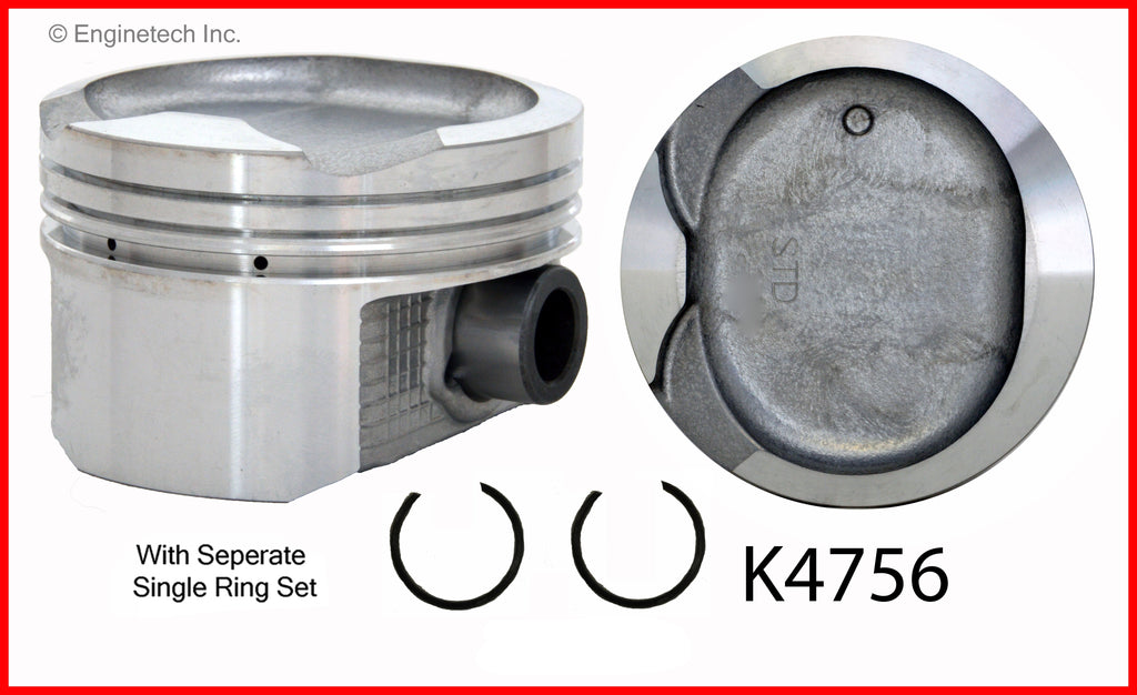 Enginetech K4756(4)PSTD Engine Piston Kit with Full Ring Stack for Chevrolet Prizm and Toyota Corolla
