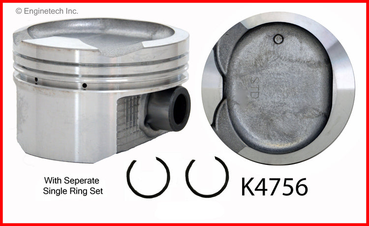 Enginetech K4756(4)P.50 Engine Piston Kit with Separate Full Ring Stack for Toyota and Chevrolet Vehicles