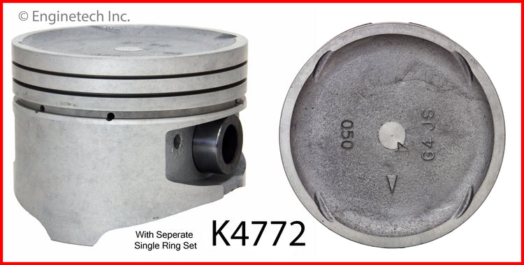 Enginetech K4769(4)PSTD Engine Piston Kit with Separate Full Ring Stack for Chevrolet Metro and Suzuki Swift