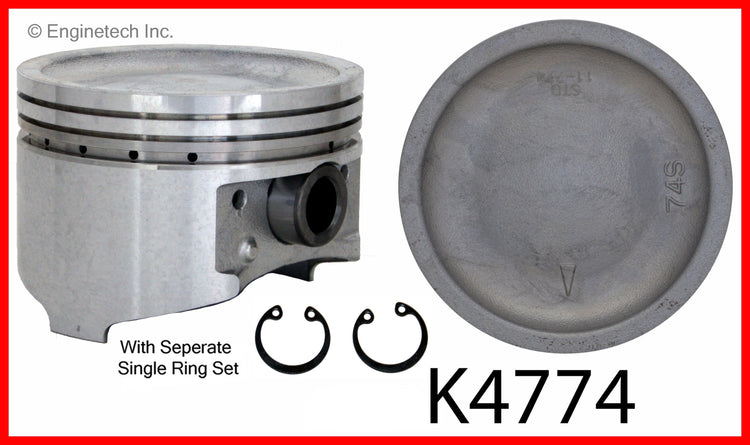 Enginetech K4774(6)PSTD Engine Piston Kit with Full Ring Stack Set