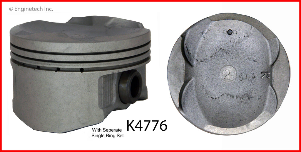 Enginetech K4776(4)PSTD Engine Piston Kit with Separate Full Ring Stack for Toyota and Scion Models