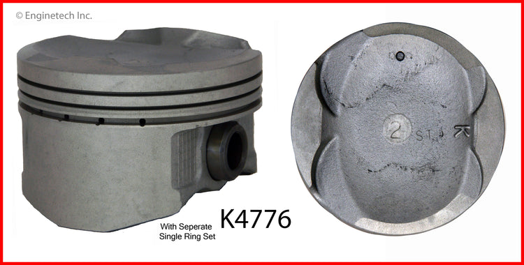 Enginetech K4776(4)P.50 Engine Piston Kit with Separate Full Ring Stack for Toyota and Scion Models