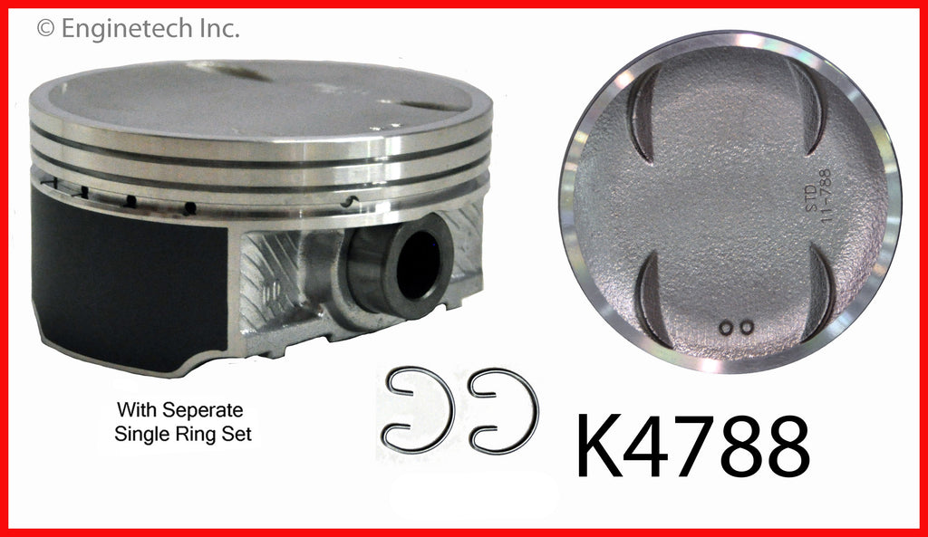 Enginetech K4788(4)P.50 Engine Piston Kit with Full Ring Stack for Subaru and Saab Models