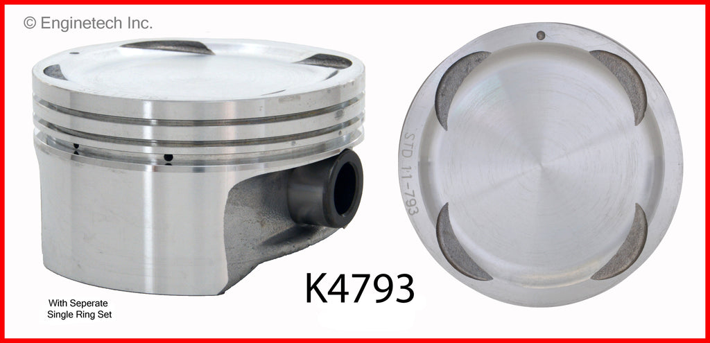 Enginetech K4793(6)PSTD Engine Piston Kit with Separate Full Ring Stack for Isuzu Vehicles