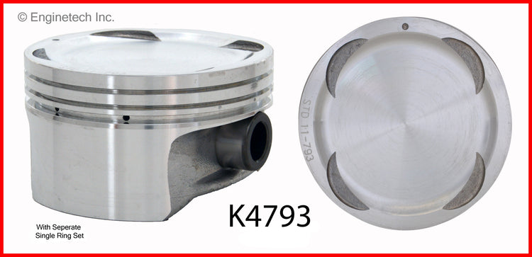 Enginetech K4793(6)PSTD Engine Piston Kit with Separate Full Ring Stack for Isuzu Vehicles