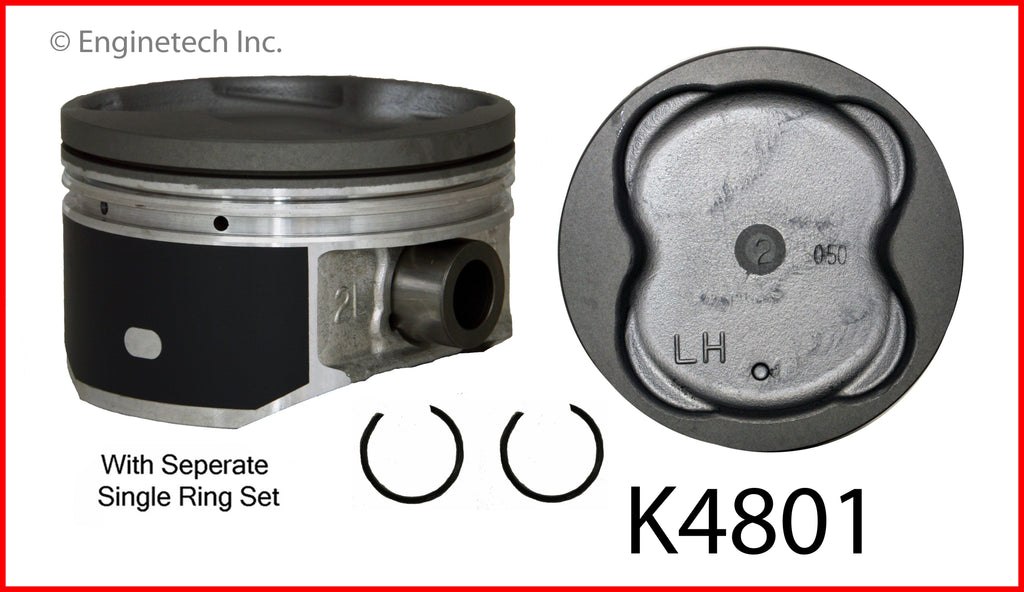 Enginetech K4801(8)P.50 Engine Piston Kit with Separate Full Ring Stack for Lexus and Toyota Vehicles
