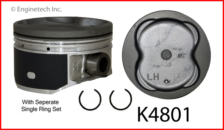 Enginetech K4801(8)PSTD Engine Piston Kit with Full Ring Stack for Toyota and Lexus Models